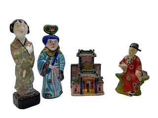 Chinese Porcelain And Cloisonne Figures