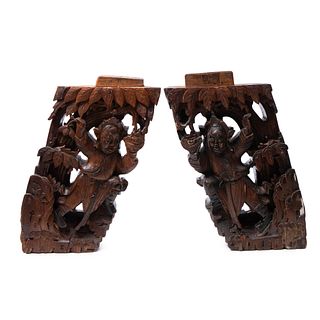 Carved Wood Chinese Corbels  Immortals Decoration