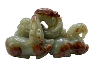 Chinese Celadon And Russet Jade Carving