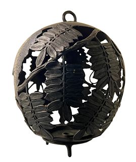 A Japanese Bronze Spherical Wisteria Lantern