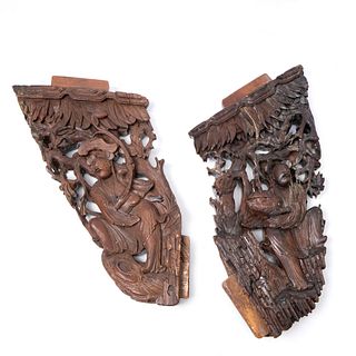 Carved Wood Chinese Corbels  Immortals Decoration