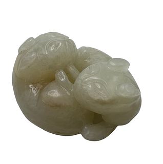 Chinese White Jade Carvings,Cats