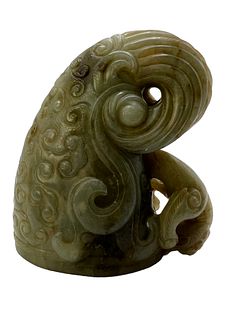 Chinese Celadon And Russet Jade Carving