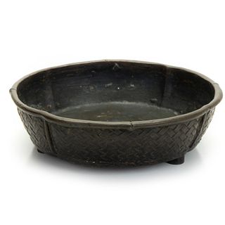 Japanese Bronze Basket Weave Hibachi