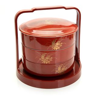 Japanese Porcelain Food Carrier On Lacquer Stand