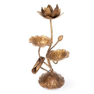 Chinese Bronze Lotus Candle Stick