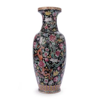 Large Chinese Famille Noire Vase