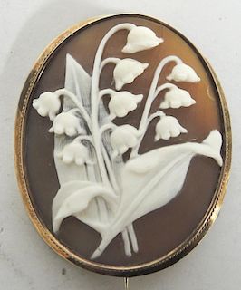 Antique Shell Cameo in 14K Gold Brooch