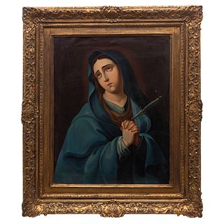 VICENTE CRUZ. Virgen Dolororsa. Firmado y fechado al reverso 1843. Óleo sobre tela. 64 x 43.5 cm