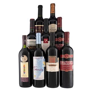 Lote de Vinos Tintos de Argentina, España y Chile. La Celia. Tamiz. En presentaciones de 750 ml. Total de piezas: 9.
