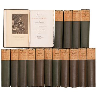 Works of William Hickling Prescott.  Philadelphia: J. B. Lippincott Company, 1895.   Tomos I - XVI. Edición de 1,500 ejemplares.Pzs: 16