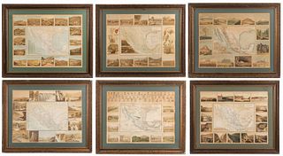 García Cubas, Antonio. Cartas Geográficas del Atlas Pintoresco e Histórico de los Estados Unidos Mexicanos.Méx: 1885. Piezas: 6.