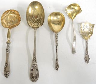 5 Assorted Silver Serving Spoons