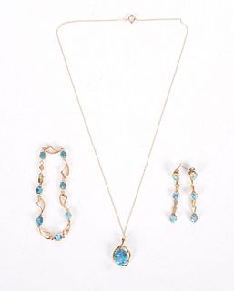 Jewelry Set, Gold and Blue Topaz