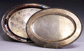 2 Oval Silver-Plate Serving Trays