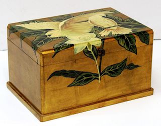 Large Gilt & Hand-Painted "Cockatoo" Box