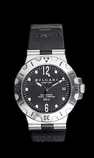 A Stainless Steel and Rubber Scuba Sport Chronometer Diver's Wristwatch, Bulgari,