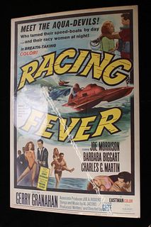 Large Original "Racing Fever" Movie Poster, 1964