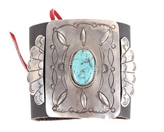Navajo Ketoh Sterling Silver & Turquoise Cuff