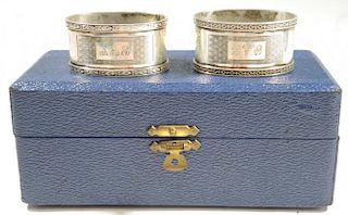Pair Cased Vintage English Sterling Napkin Rings