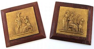 2 Roman-Themed Gilt Bronze Plaques