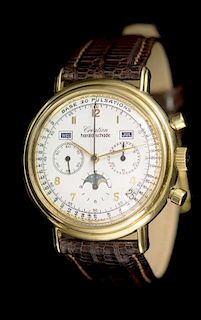 An 18 Karat Yellow Gold Day Date Moonphase Wristwatch, Harald Schade,