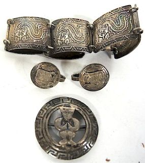 3 Vintage Latin American Silver Jewelry Articles