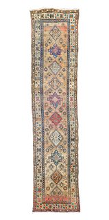 Antique Hand Knotted Kazak Oriental Wool Carpet Runner