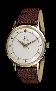 A Vintage 14 Karat Yellow Gold Automatic Wristwatch, Omega,