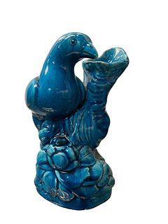 Chinese Turquoise Glazed Porcelain Bird, Marked