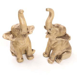 Pair Of Seated Elephant Figures