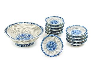 Japanese Porcelain Basket Dish Set