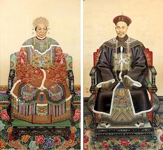 Pair of Chinese Ancestor Portraits