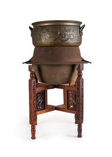 A Set Of Japanese Hibachi, Cauldron And Stand