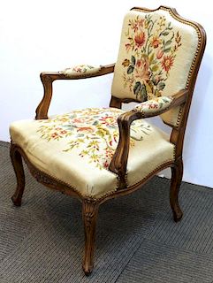 Louis XV-Style Rococo Upholstered Arm Chair