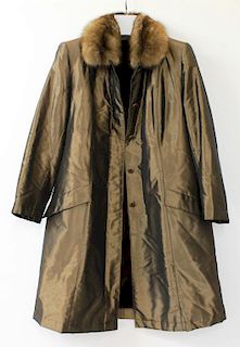 Vintage Woman's Fur-Lined Silk Coat