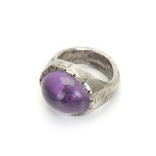 Amethyst And Silver Mens Ring