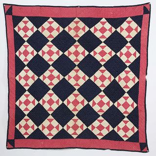 Antique Red and Blue Crib Quilt