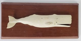 Vintage Carved and Painted Moby Dick Sperm Whale Plaque