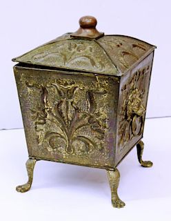 Stamped Brass & Copper Fireplace Kindling Box