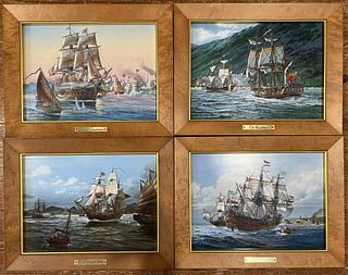 Four Porcelain Ship Plaques