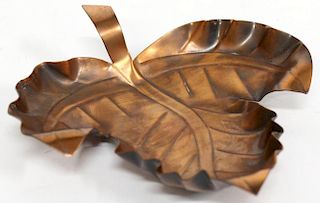 Pedro Pujol Copper Three Leaf-Form Bowl