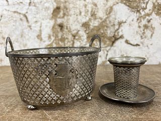 Sterling Silver Basket and Candlestick