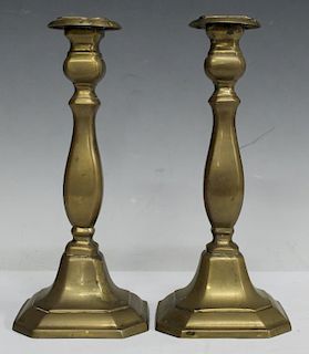 Pair of Spanish-Style Brass Candlesticks