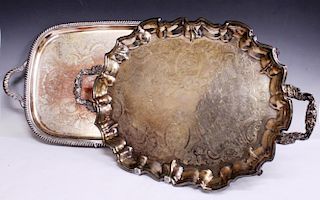 2 Silver-Plate Serving Trays