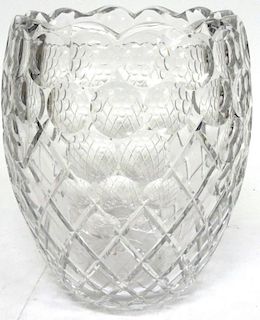 20th Century Cut Glass Round Vase
