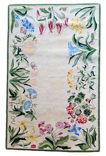 Claire Murray Hooked Scatter Rug, Floral and Insect Pattern