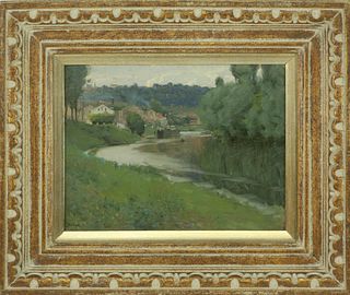 Edward Dufner Oil on Board "The River Seine - Paris, 1899"