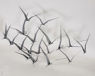 Vintage Curtis Jere Figural Metal Bird Wall Sculpture