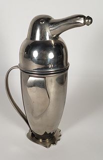Vintage Figural Art Deco Silverplate Penguin Cocktail Shaker